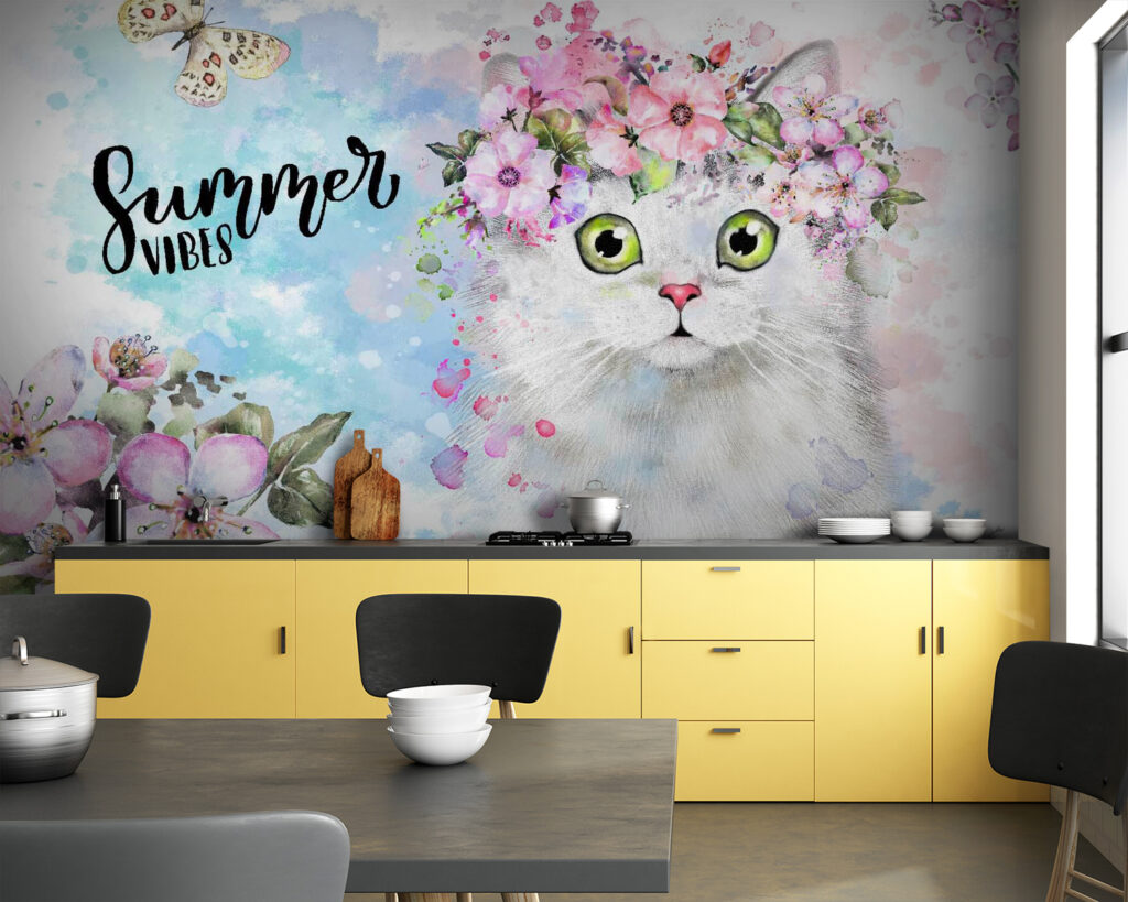 Kat met bloemen op zijn hoofd — interieur 3