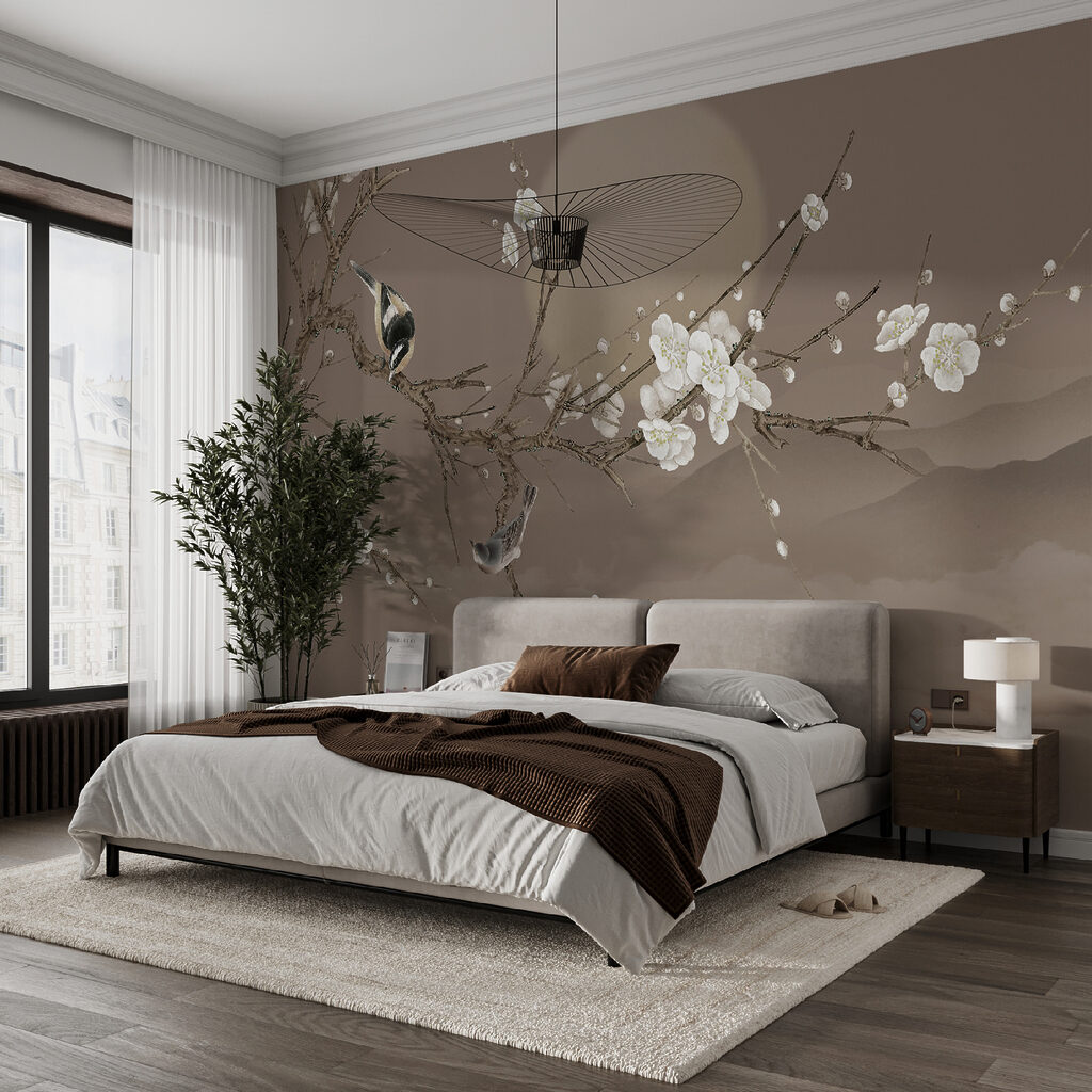 Vogels op bloesemtak, maan — interieur 3
