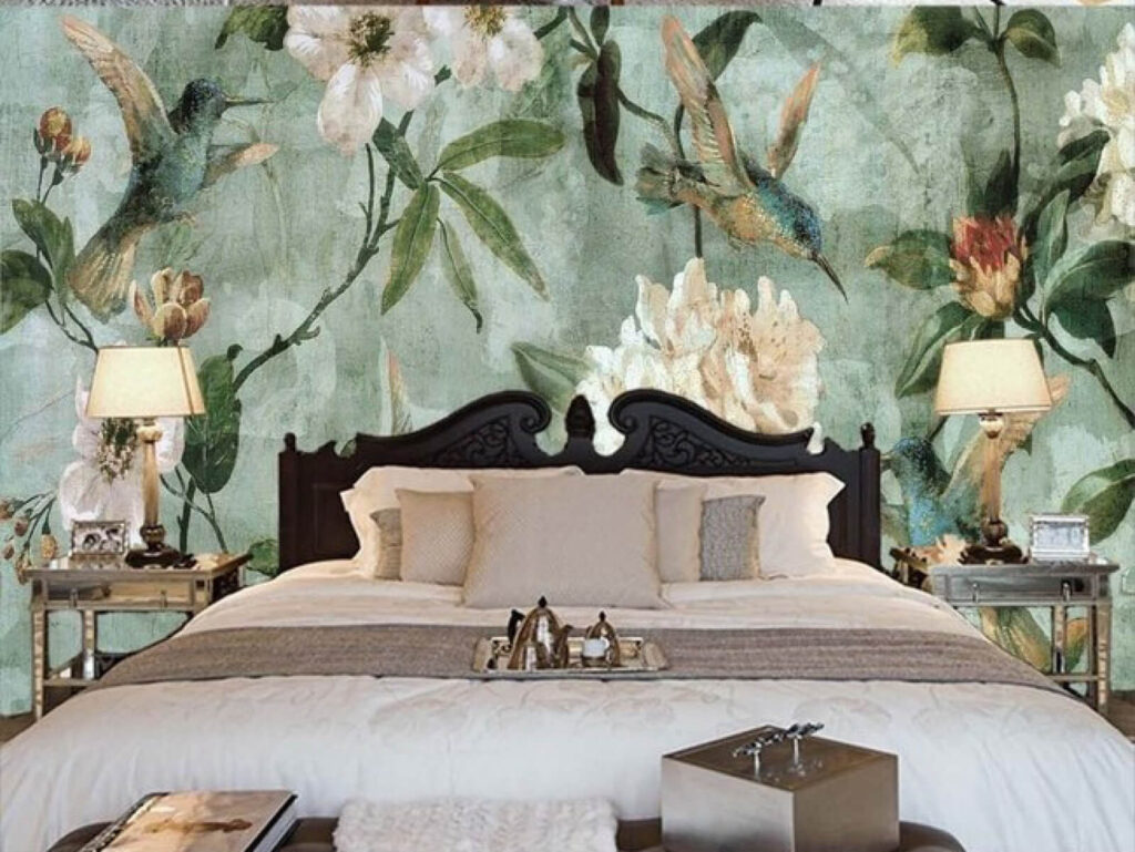 Vogels tussen vintage bloemen — interieur 2