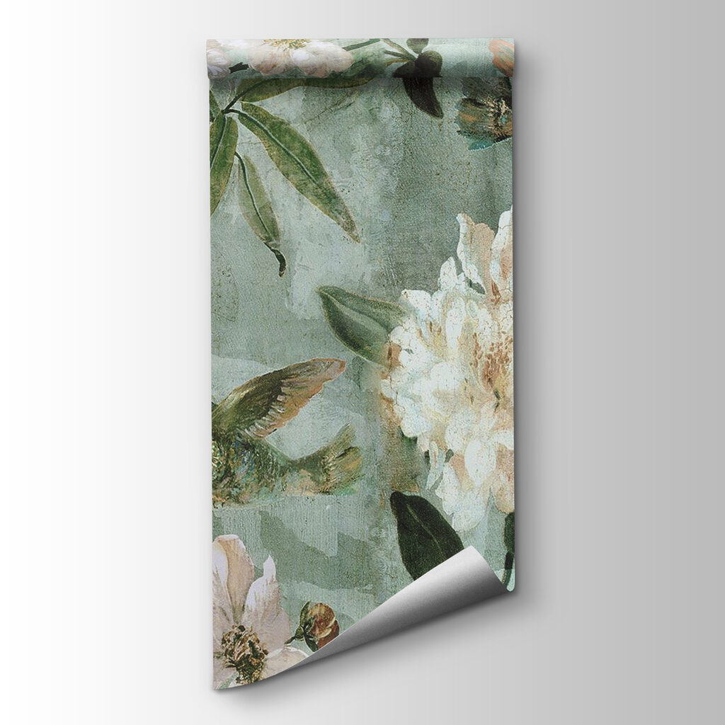 Vogels tussen vintage bloemen — productweergave