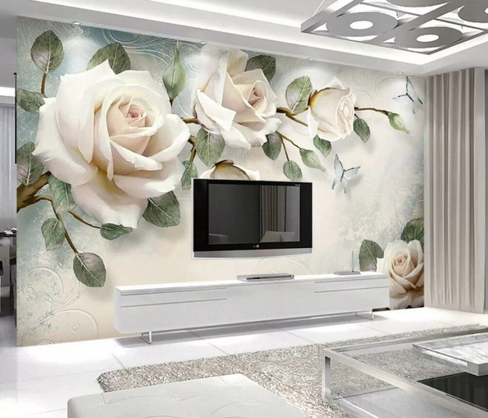 Delicate rozen met zachte vlinders in een interieur