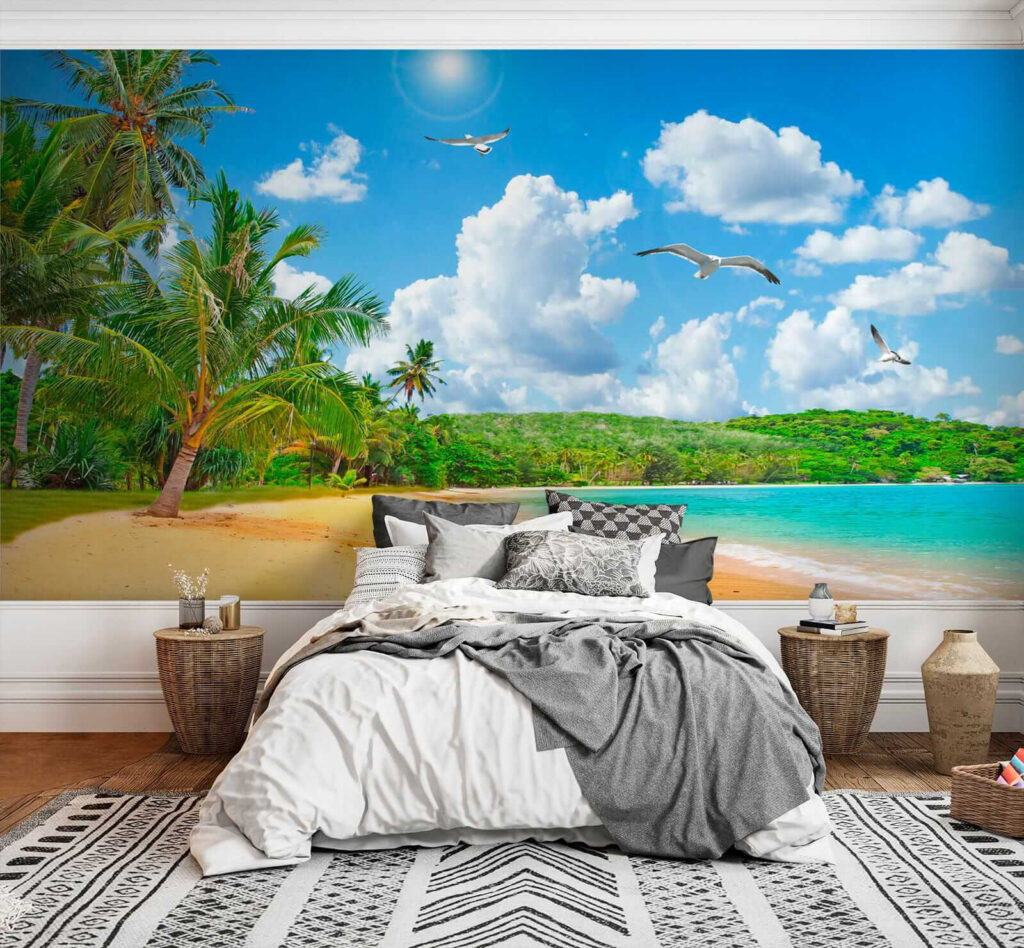 Strand met palmbomen en water — interieur 3