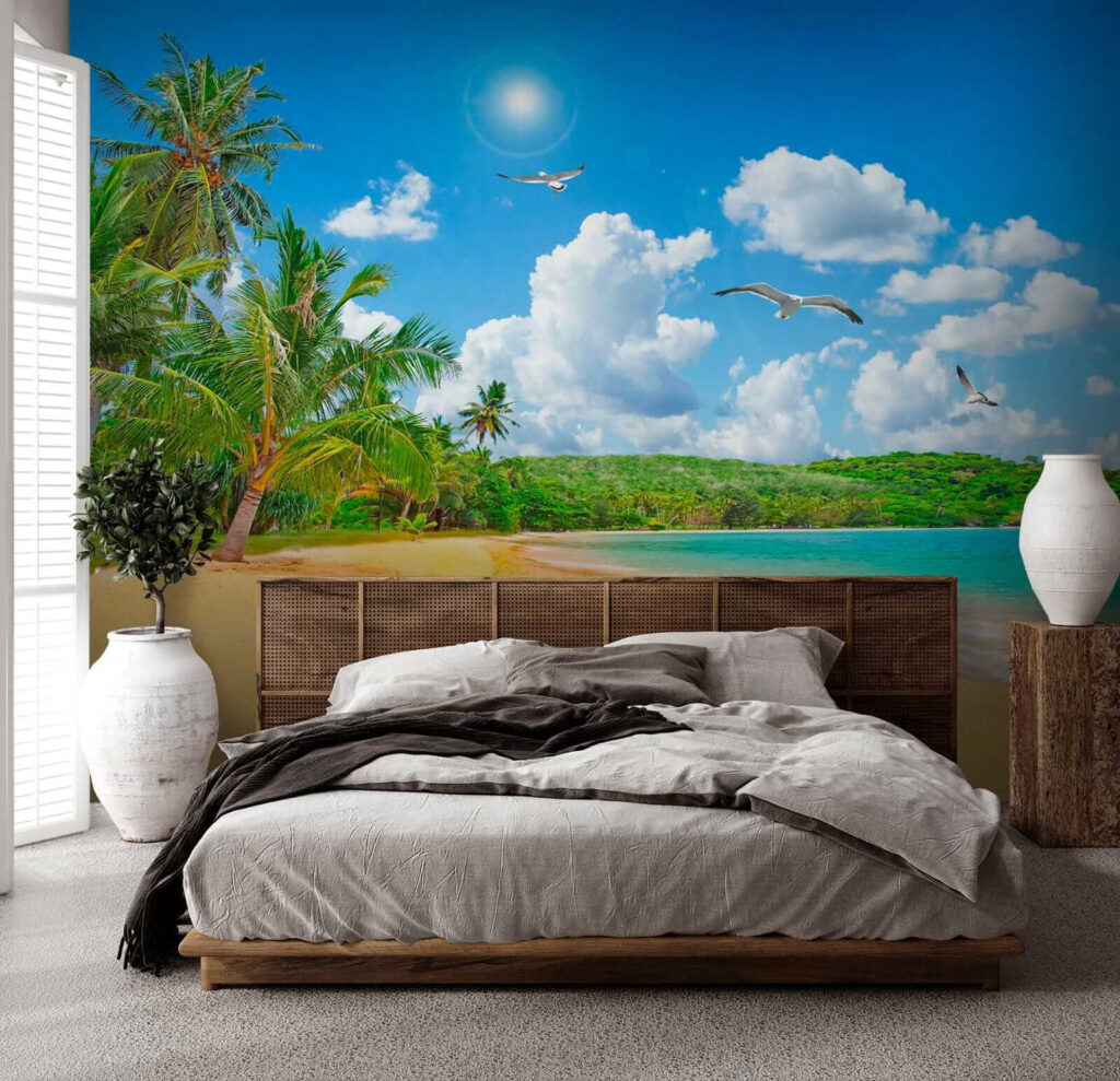 Strand met palmbomen en water — interieur 4