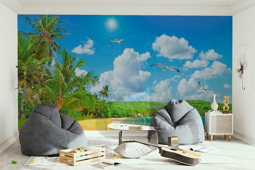 Strand met palmbomen en water — interieur 12