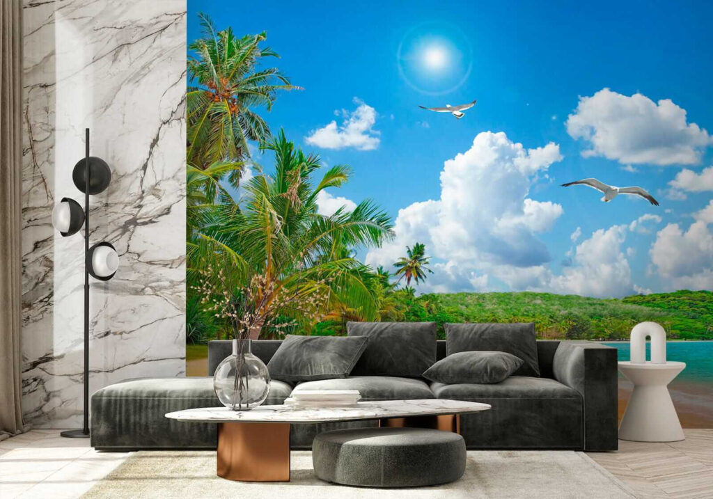 Strand met palmbomen en water — interieur 5