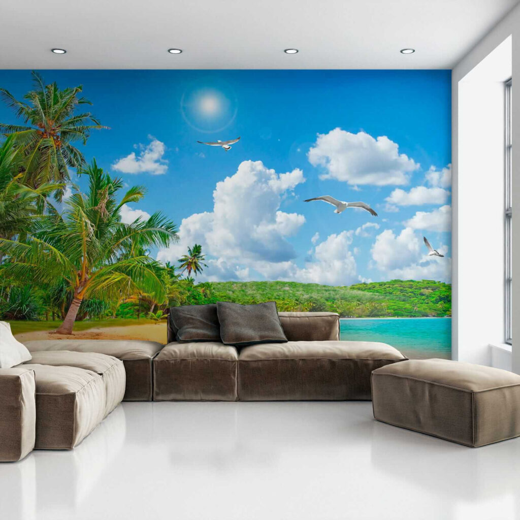 Strand met palmbomen en water — interieur 7