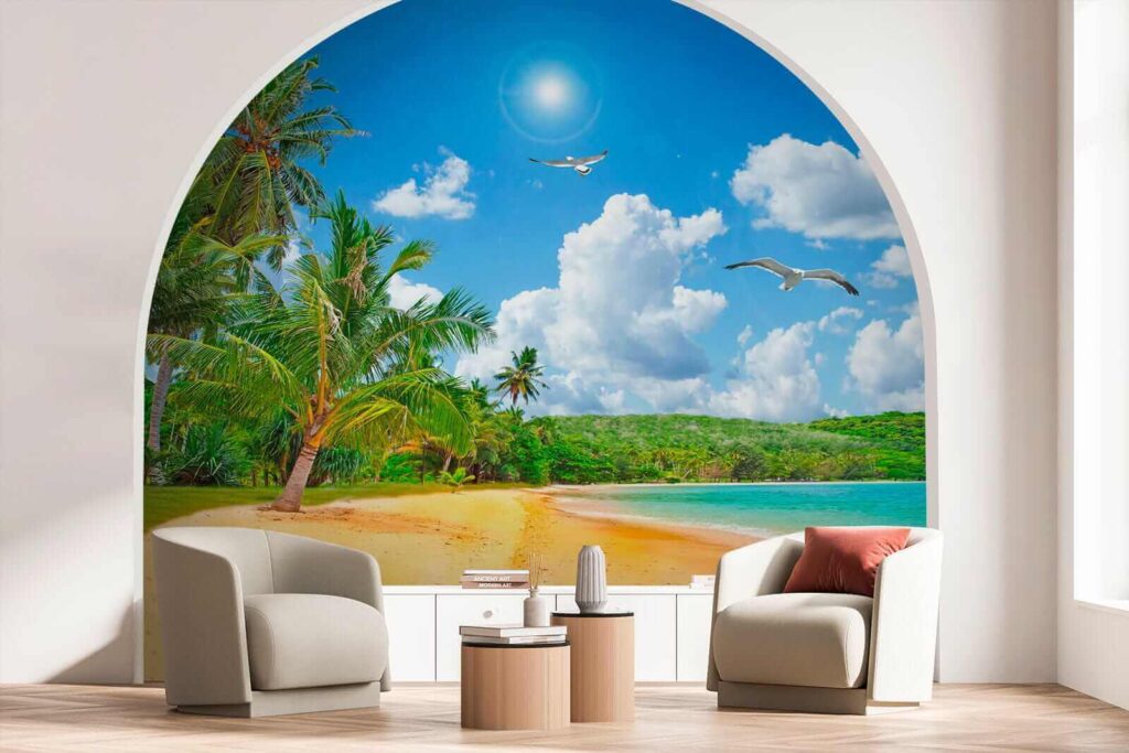 Strand met palmbomen en water — interieur 8