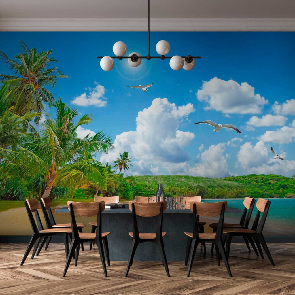 Strand met palmbomen en water — interieur 9
