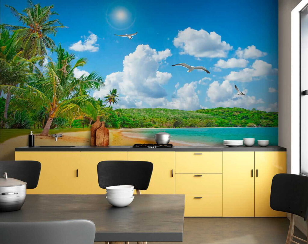 Strand met palmbomen en water — interieur 10