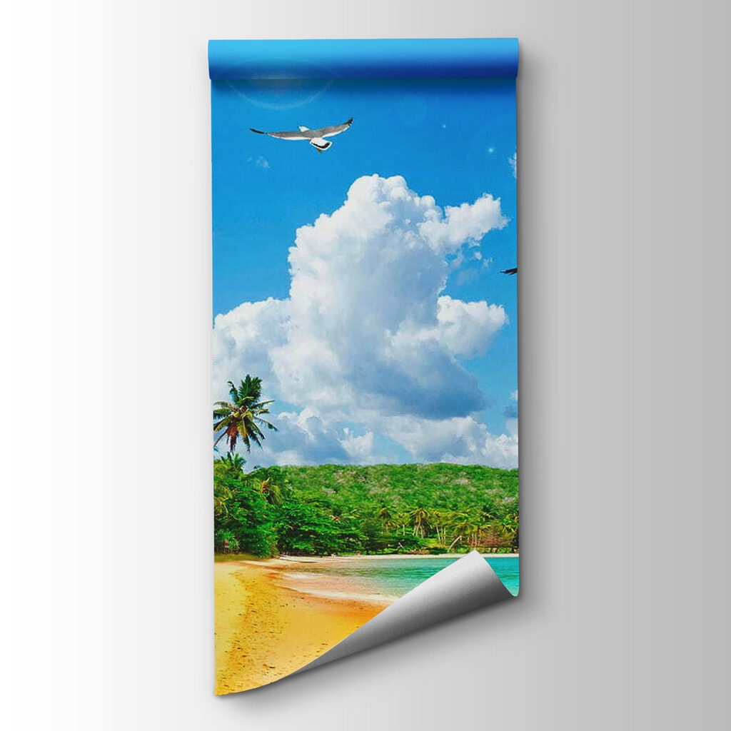 Strand met palmbomen en water — productweergave