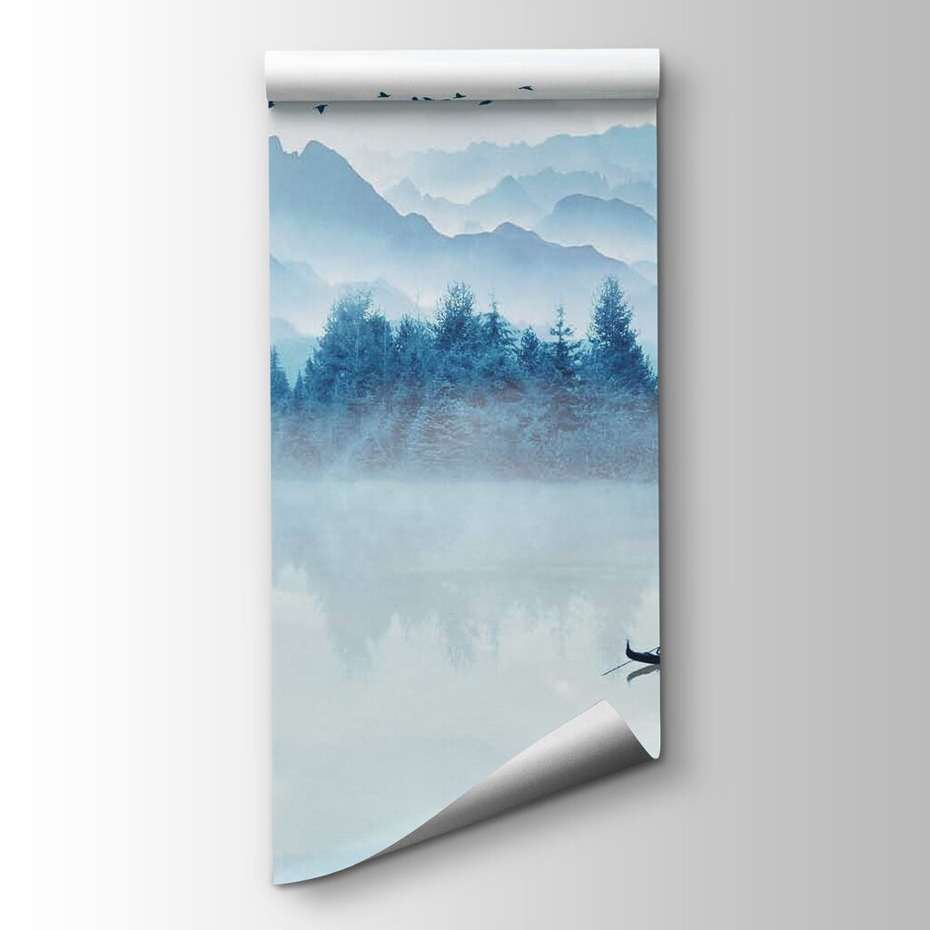 Bootje op blauw bergwater — productweergave