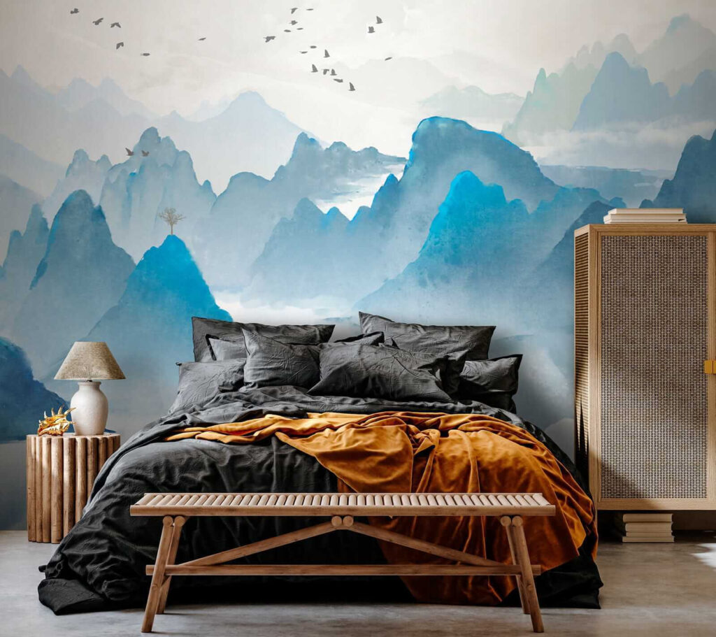 Blauwe rotspieken boven meer — interieur 2