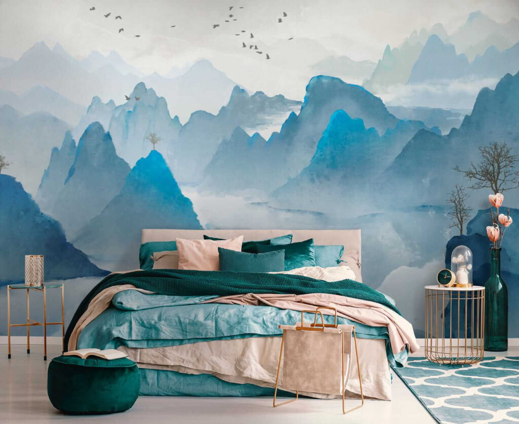 Blauwe rotspieken boven meer — interieur 3