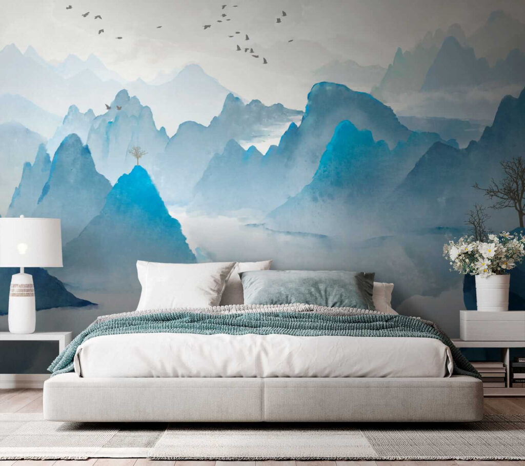 Blauwe rotspieken boven meer — interieur 4
