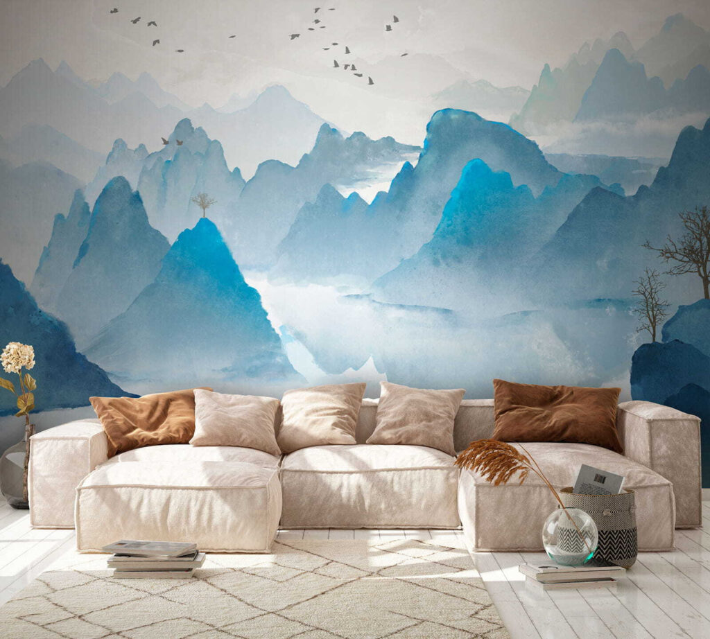 Blauwe rotspieken boven meer — interieur 5