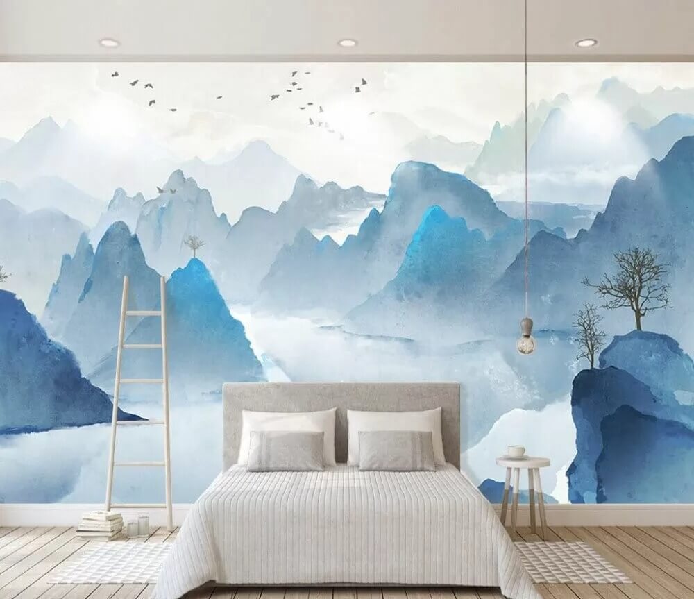 Blauwe rotspieken boven meer — interieur 1