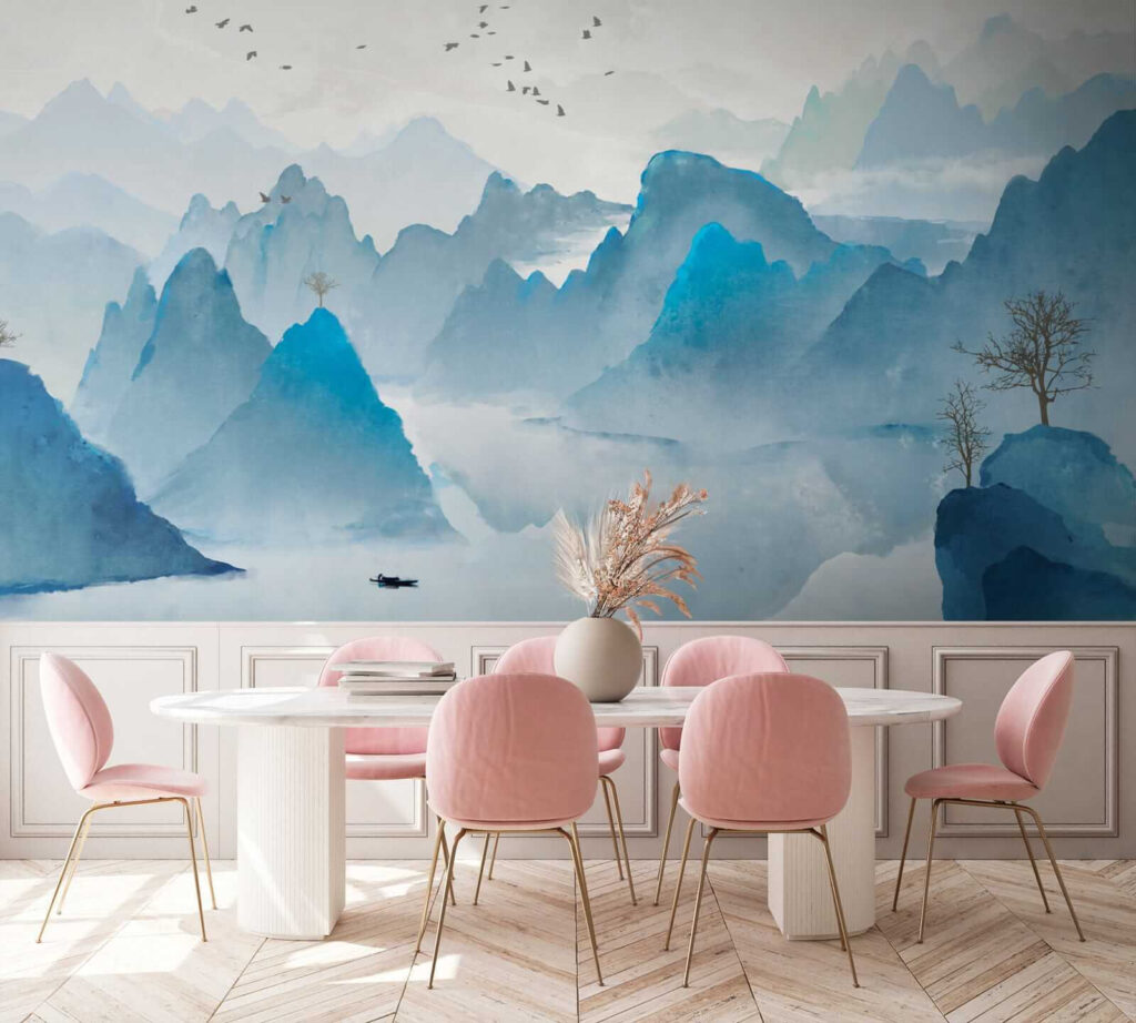 Blauwe rotspieken boven meer — interieur 6