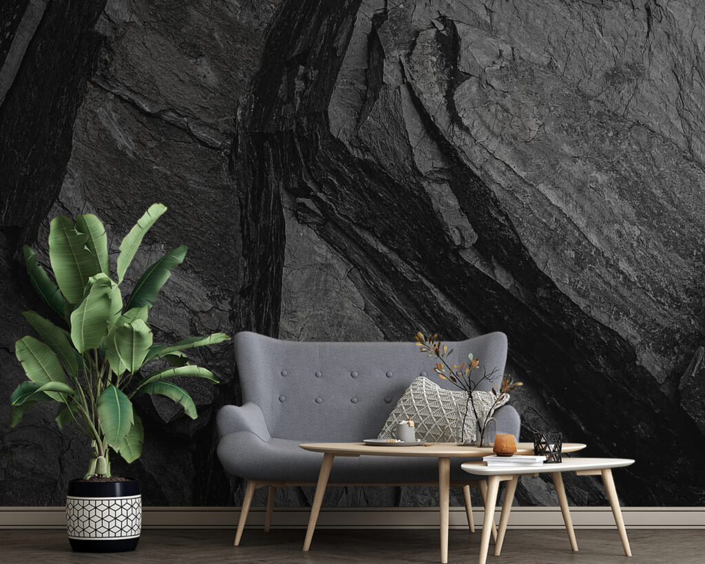 Donkere rotslagen met voegen — interieur 4