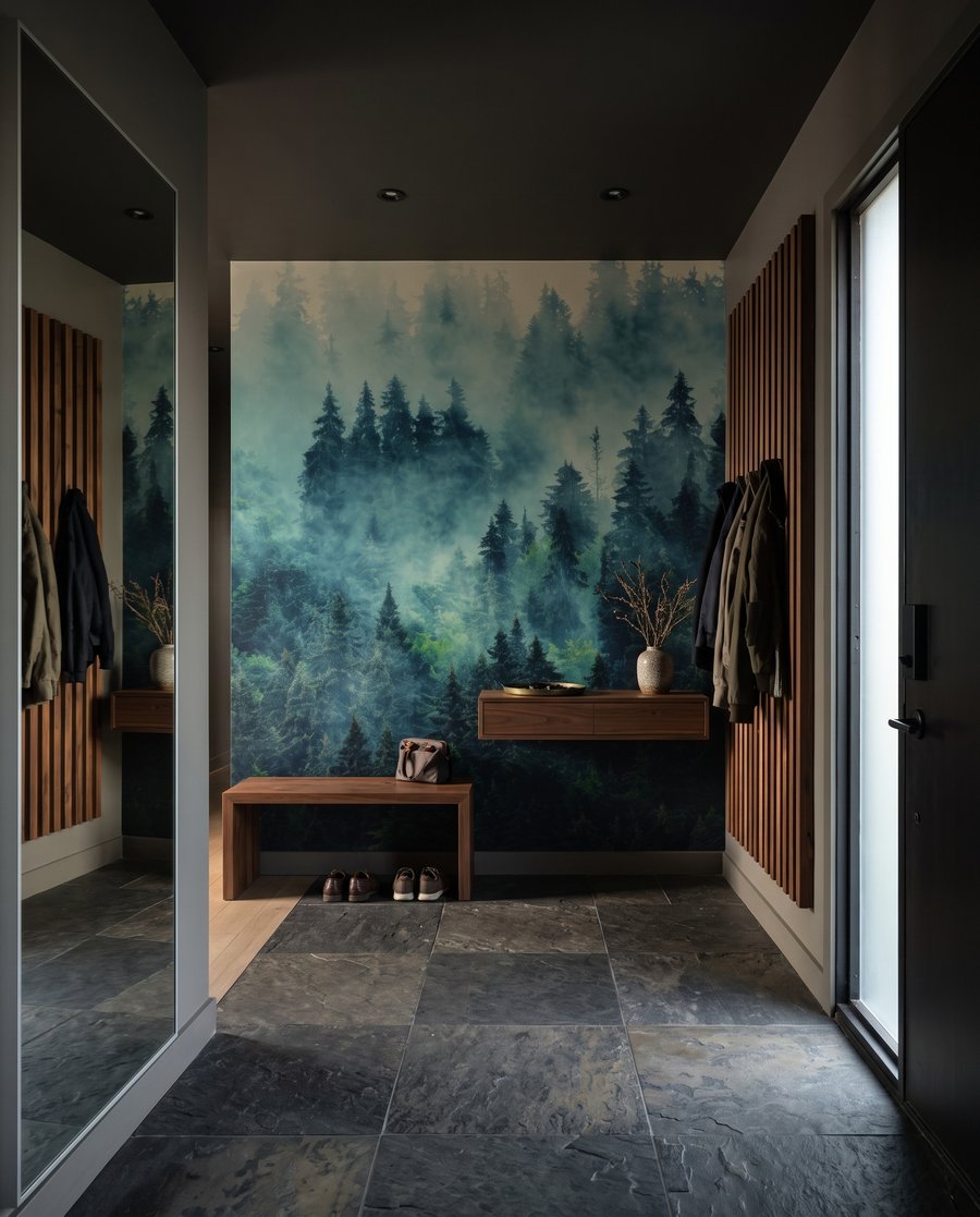 Groene kruinen in mist — interieur 5