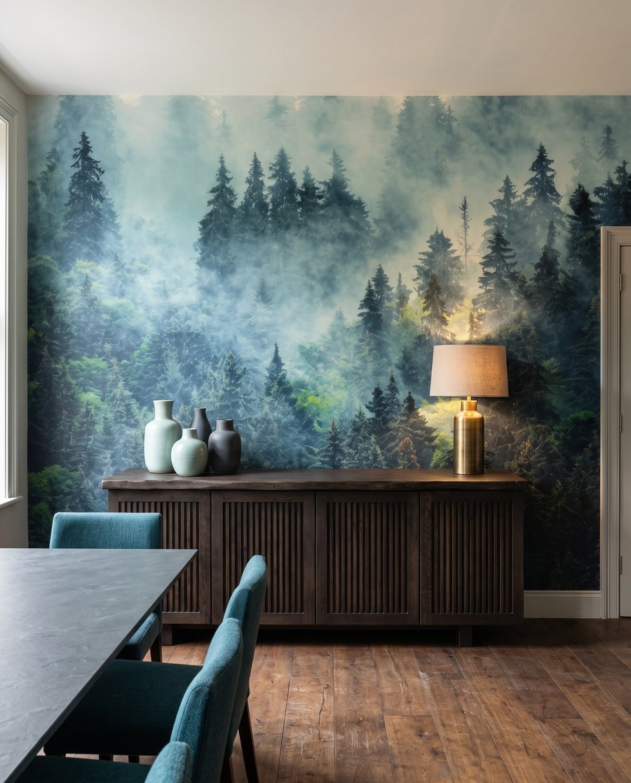 Groene kruinen in mist — interieur 6