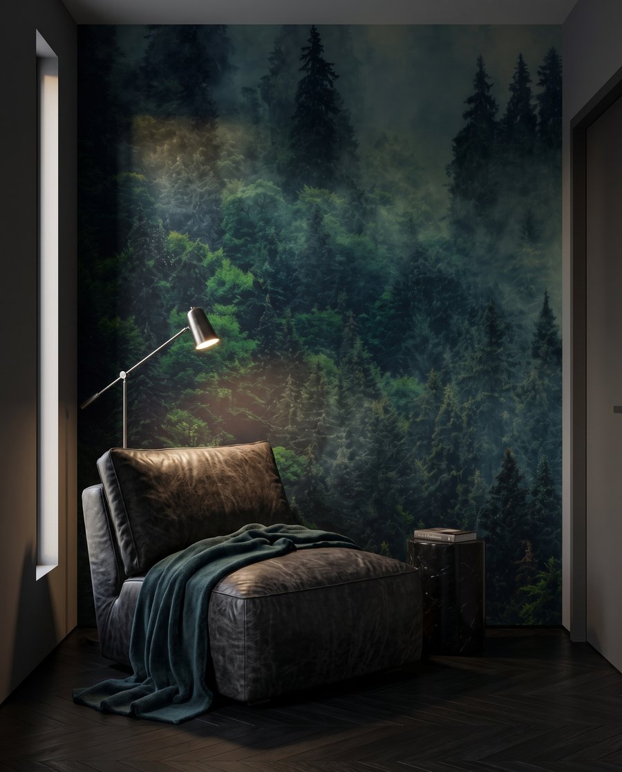 Groene kruinen in mist — interieur 7