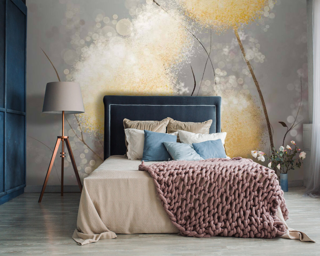 Ronde bloemwolken op takken — interieur 3