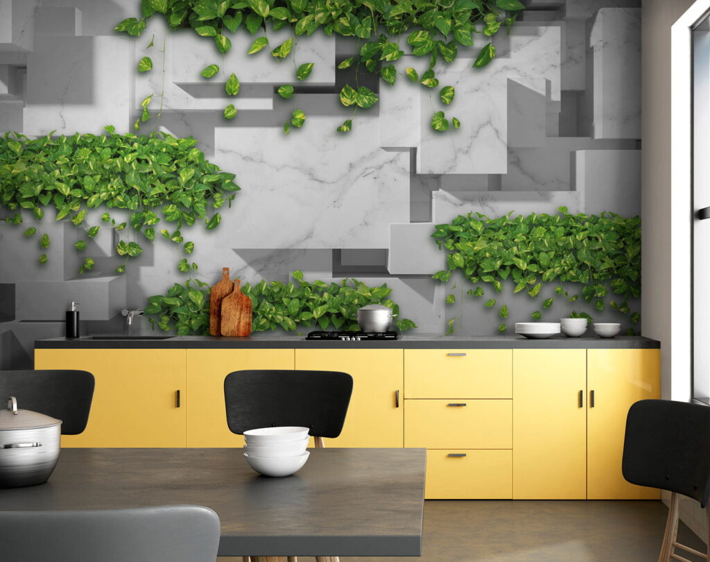 Klimop tussen uitstekende blokken — interieur 10