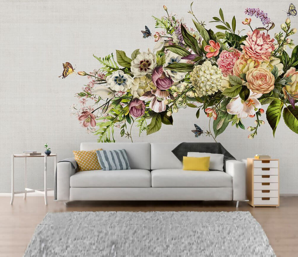 Vlinders bij een bloementak — interieur 1