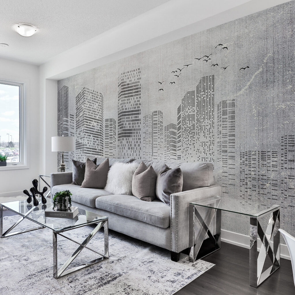 Lichte stadsgevels in grijstinten — interieur 1