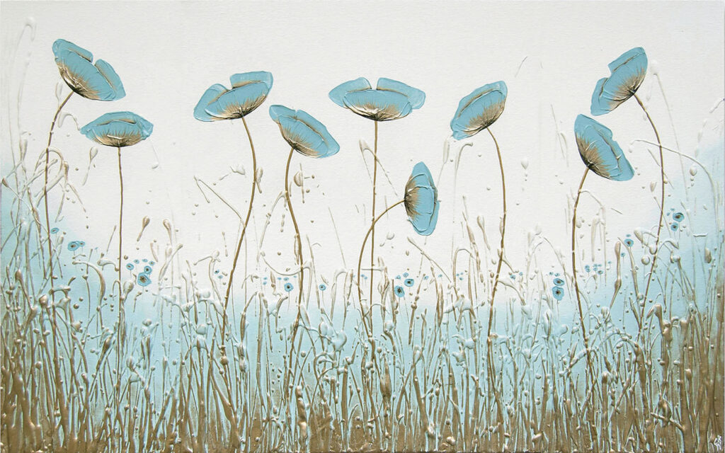Schilderij van bloemen in een veld — volledig ontwerp
