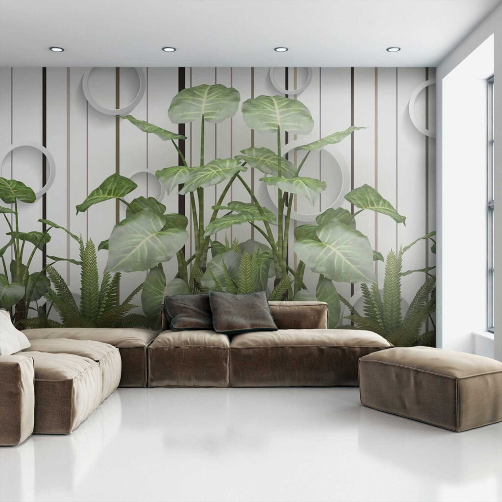 Bladeren voor witte cirkelpanelen — interieur 4