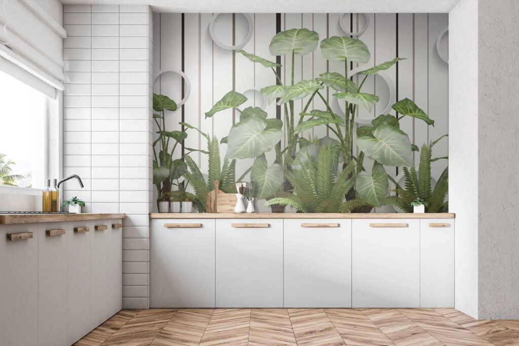 Bladeren voor witte cirkelpanelen — interieur 6