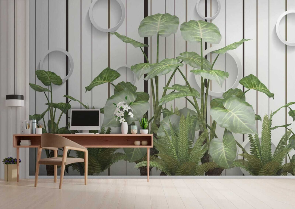 Bladeren voor witte cirkelpanelen — interieur 9