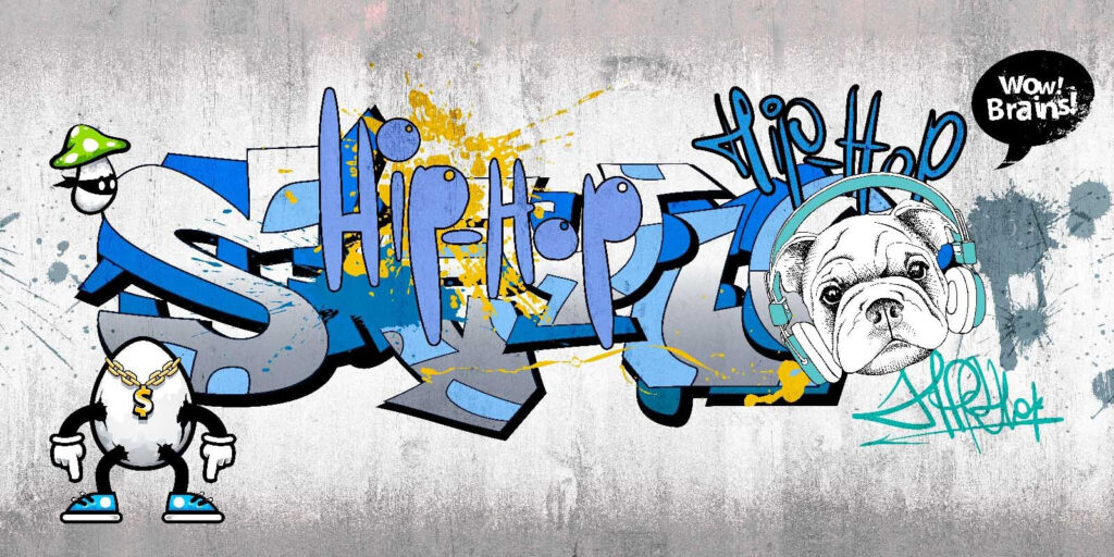 Straatletters met cartoonfiguren — volledig ontwerp