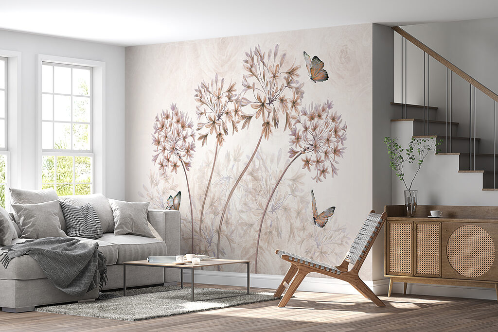 Vlinders bij ronde bloemschermen — interieur 3