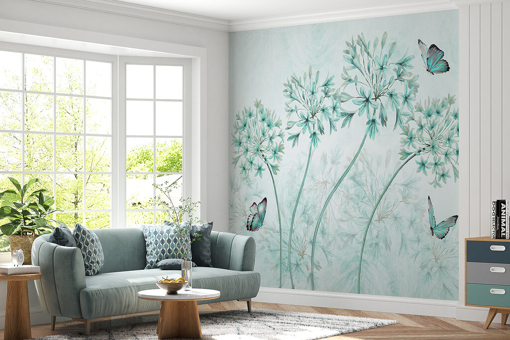 Vlinders bij ronde bloemschermen — interieur 2