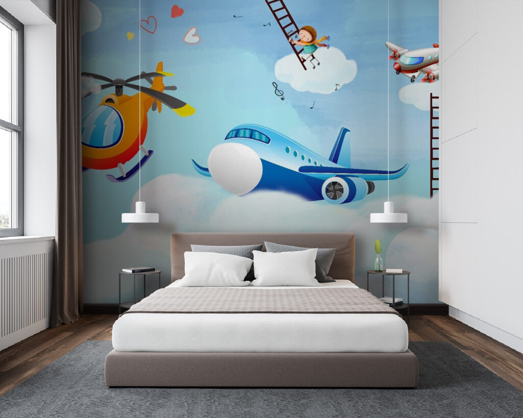Vliegtuigen met ladders, wolken — interieur 2