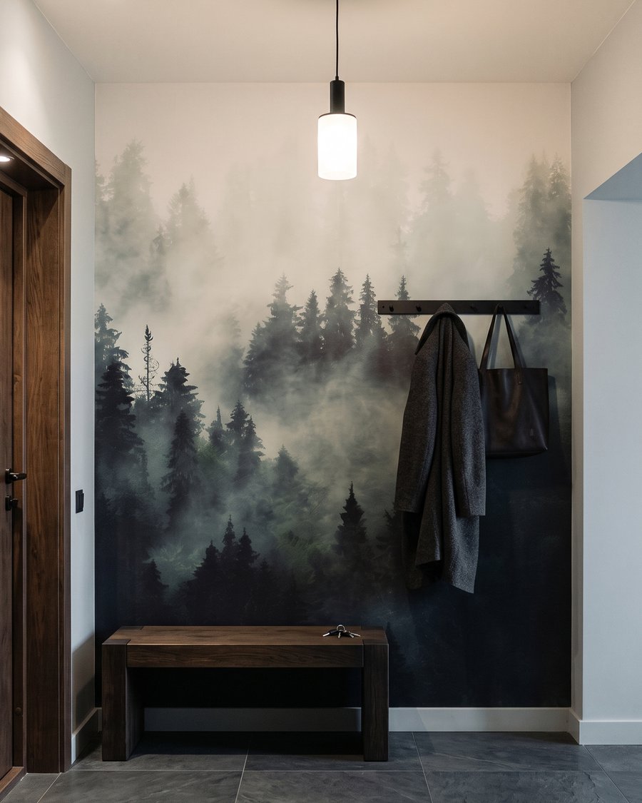 Naaldbomen in donkere nevel — interieur 7