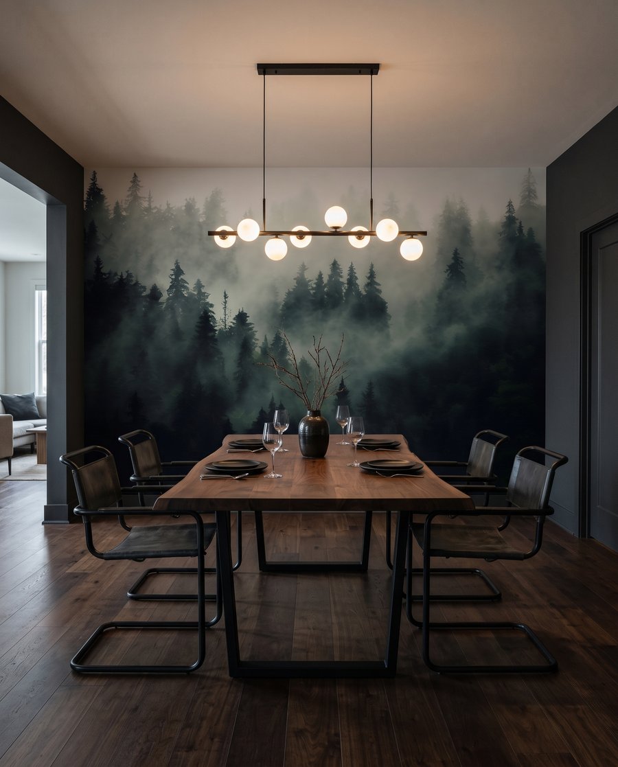 Naaldbomen in donkere nevel — interieur 8