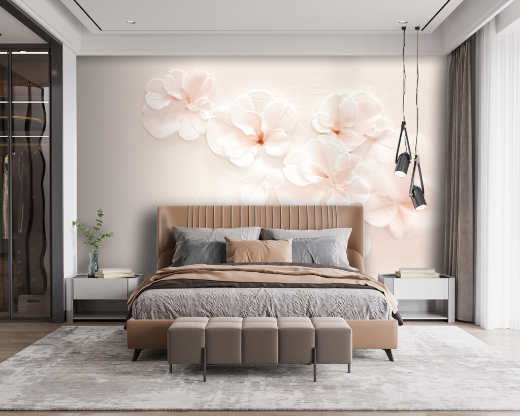 Lichtroze bloemen naast elkaar — interieur 1