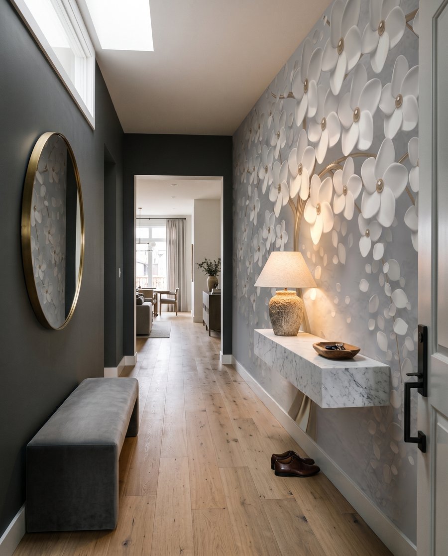 Witte bloesem, goudkleurige stam — interieur 4