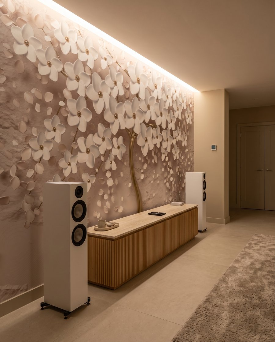 Witte bloesem, goudkleurige stam — interieur 5
