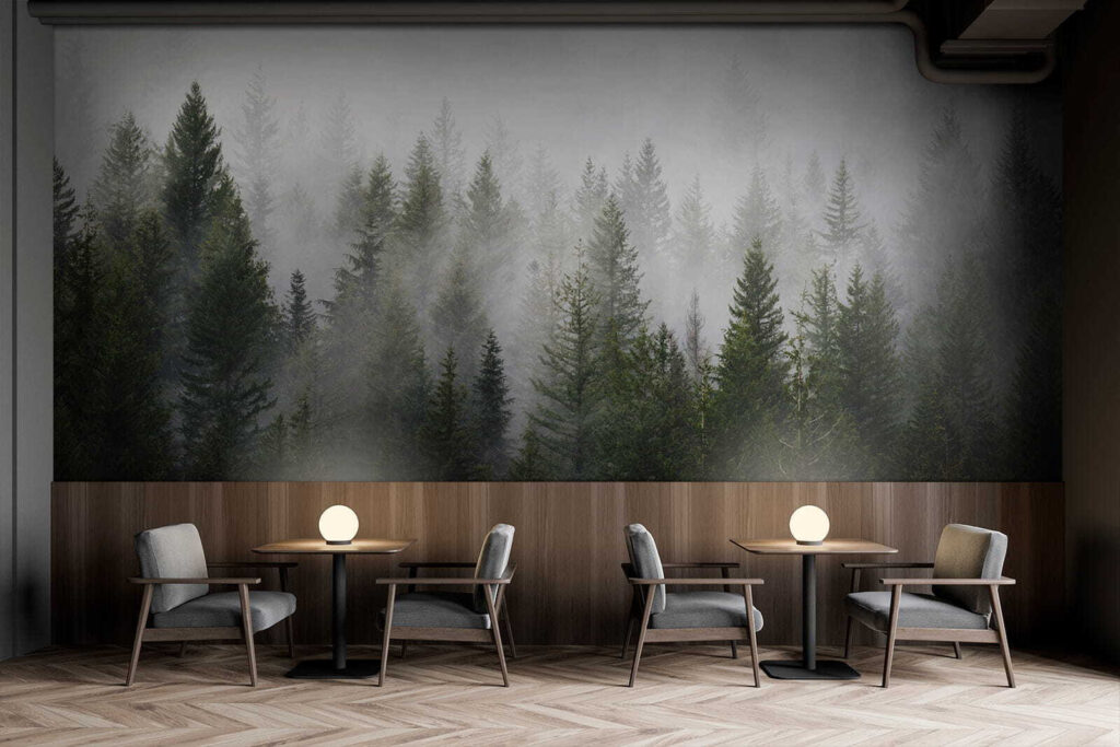 Dennen aan een mistgrens — interieur 1