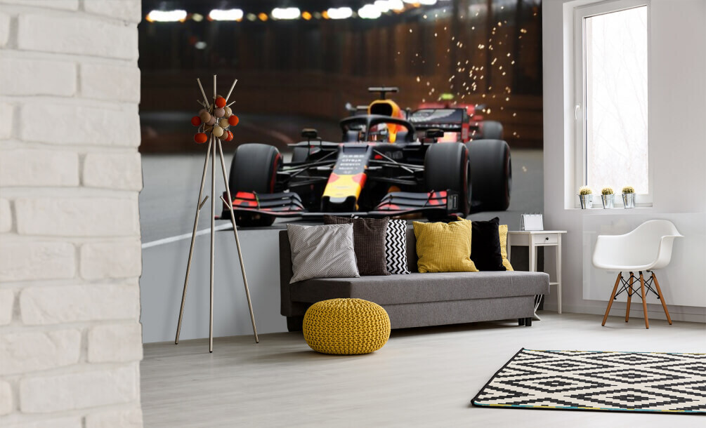 Racewagen in een vonkenbocht — interieur 1