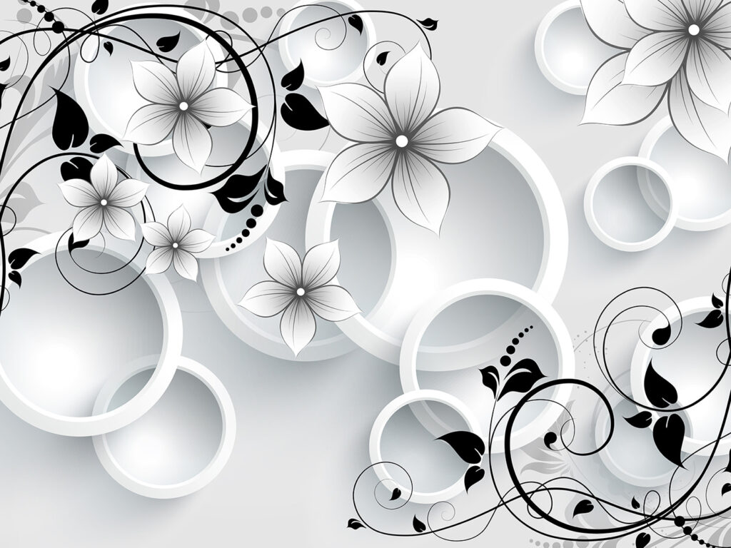 Elegant bloemmotief met cirkelvormige patronen — volledig ontwerp