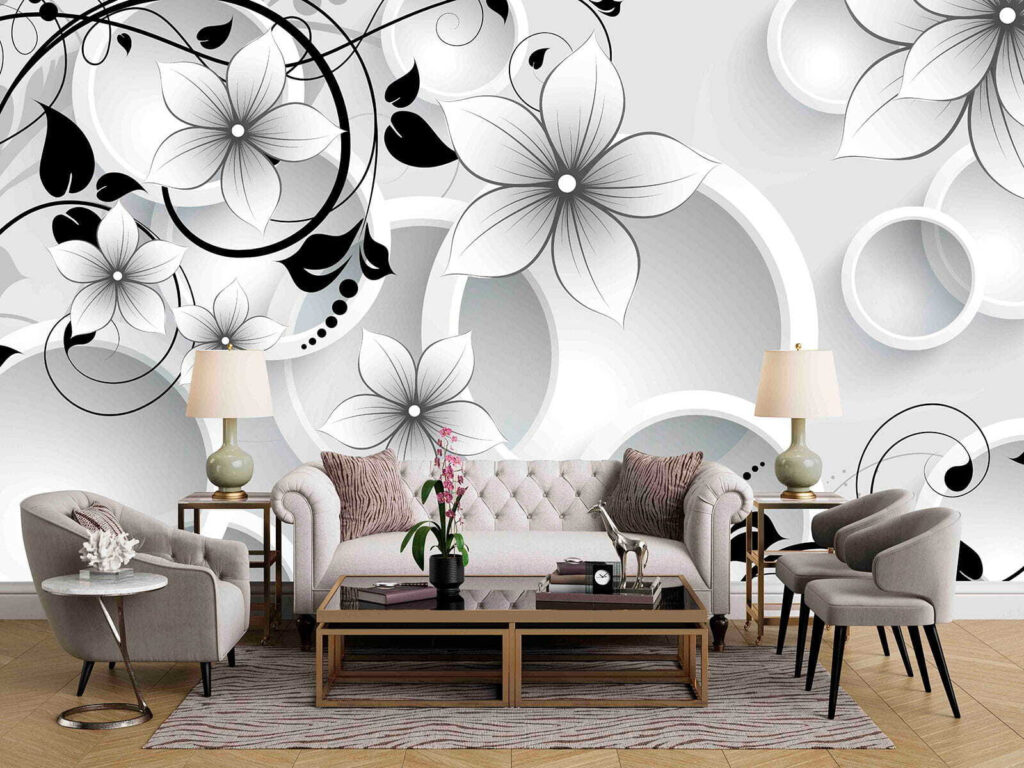 Elegant bloemmotief met cirkelvormige patronen — interieur 2