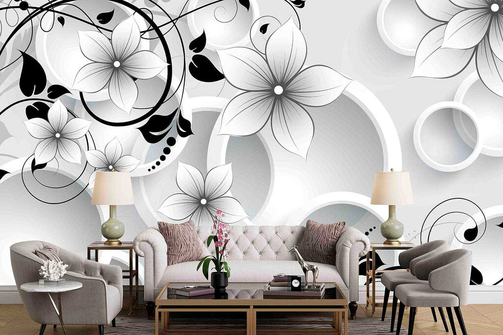 Elegant bloemmotief met cirkelvormige patronen — interieur 4