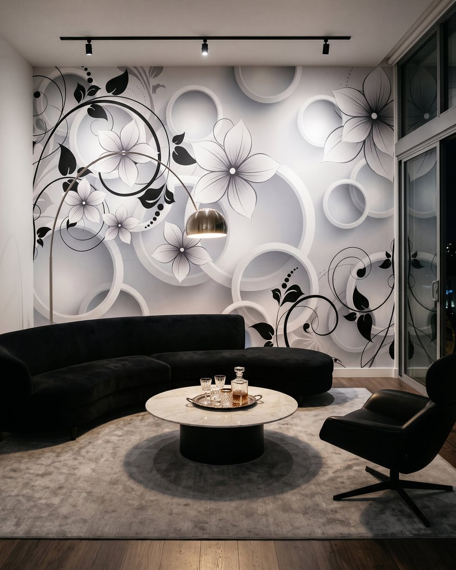 Bloemen tussen witte ringen — interieur 3
