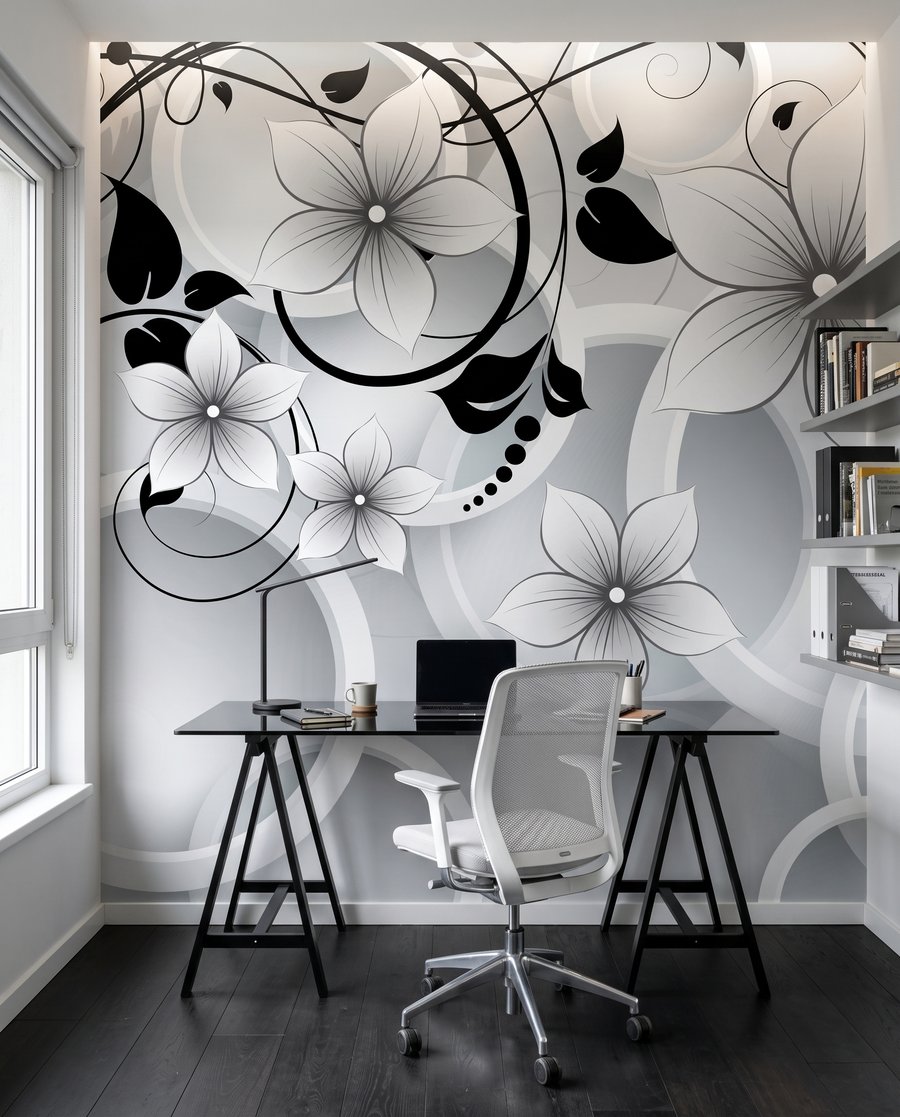 Bloemen tussen witte ringen — interieur 5