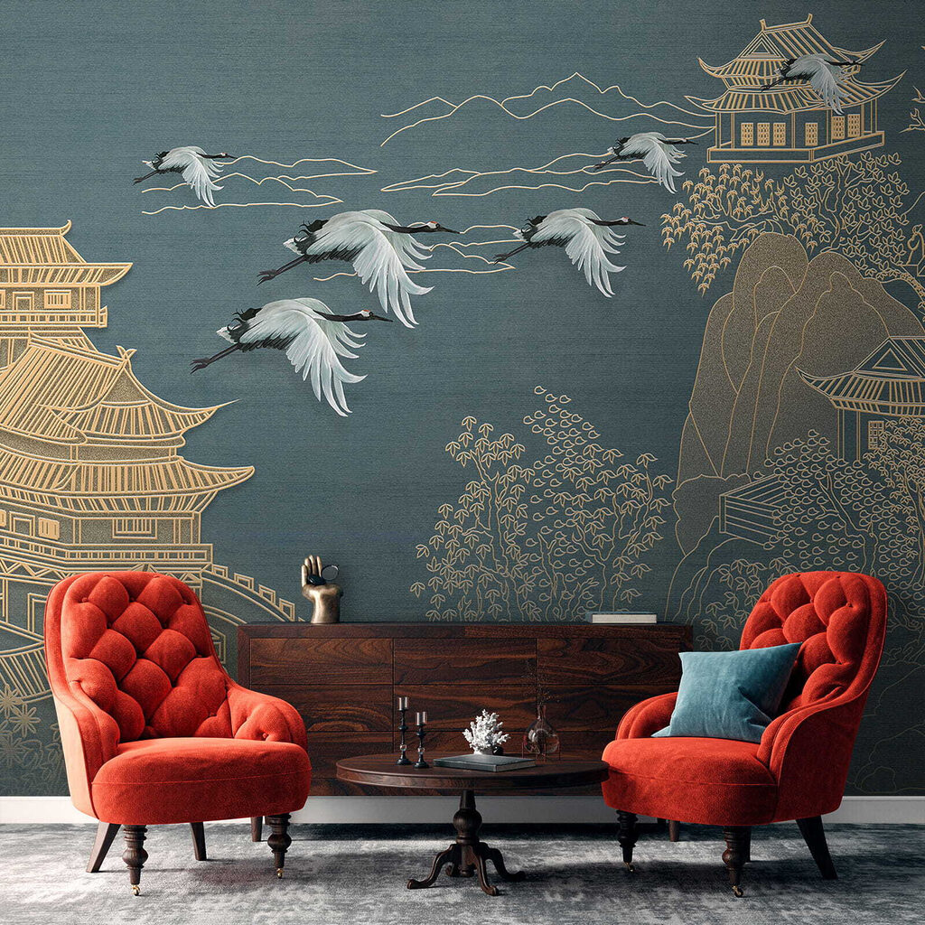 Kraanvogels tussen gouden pagoden — interieur 13